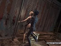 Бритая 3d toon младенец получает fucked монстр